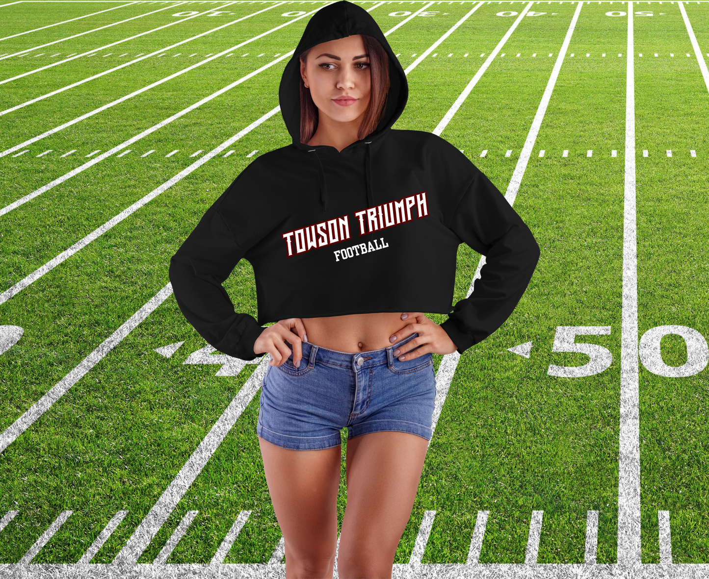 Pullover CROP Hoodie | Towson Football